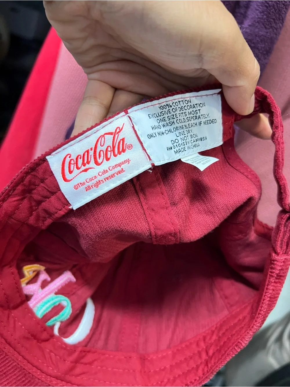 Coca Cola Kids Multicolor Logo Red Corduroy Cap
